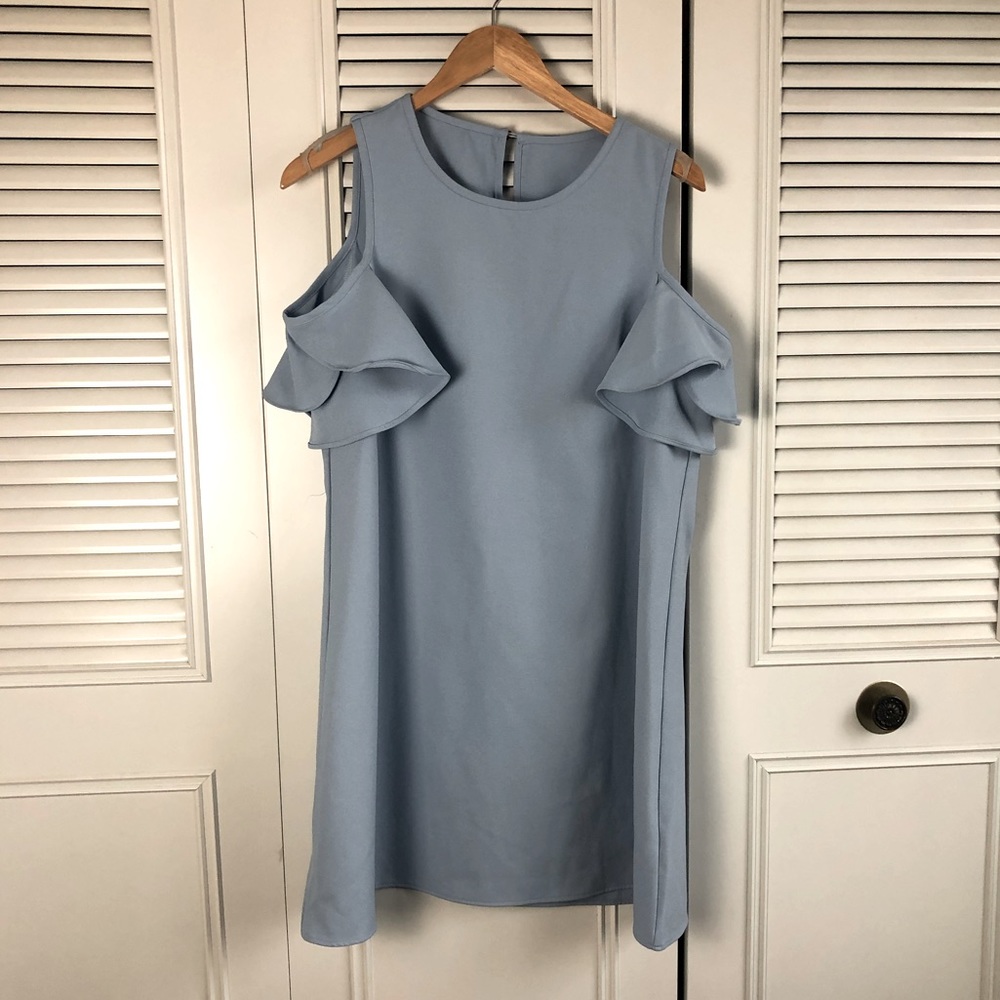 **CLOSING BUY ONE GET ONE** Beautiful Blue Tank Dress With Off Shoulder Sleeve